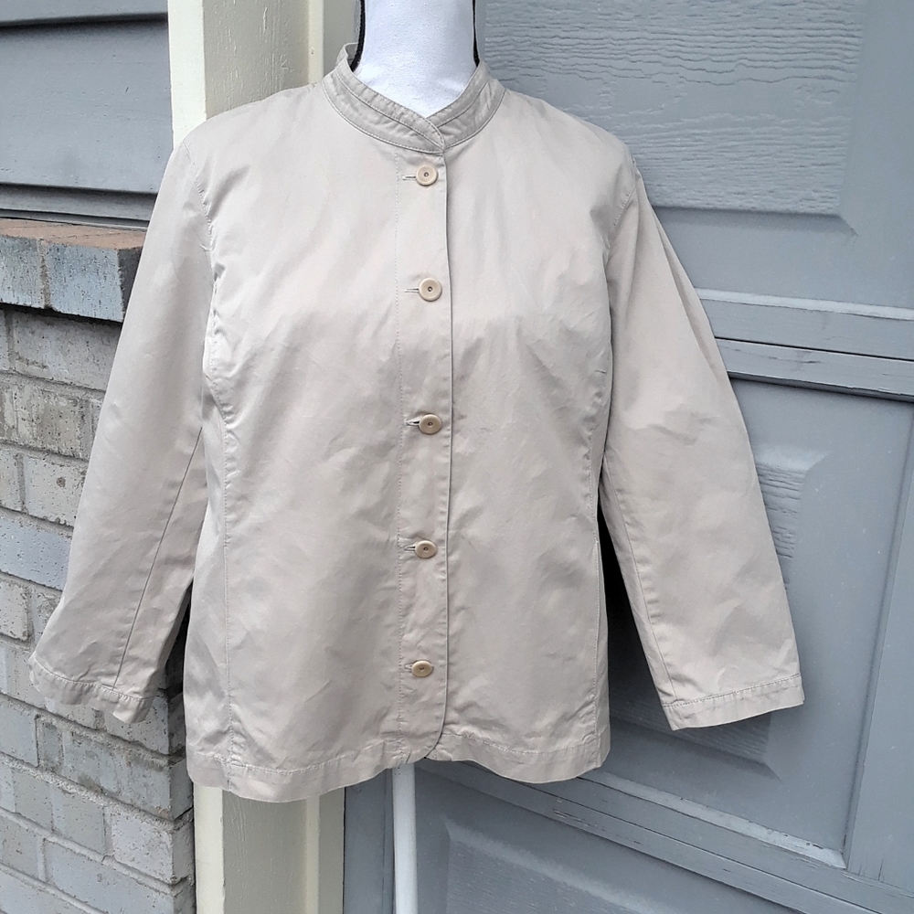 Eileen Fisher stand-up collar cotton jacket